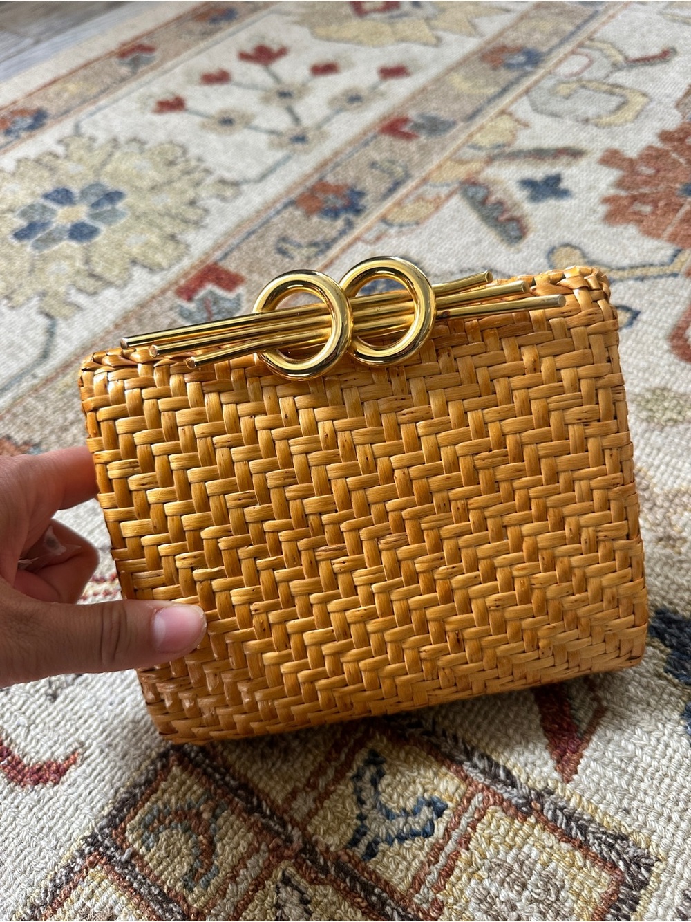 Vintage Rodo Wicker Clutch Gold Detailing - Picture 2 of 4